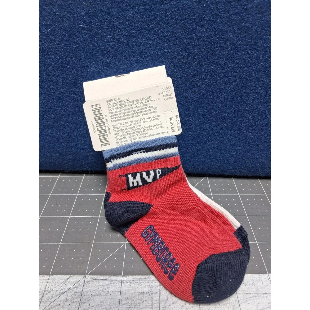 Gymboree Baby Socks Red White Navy Baseball MVP 2 Pairs 6 12 Months